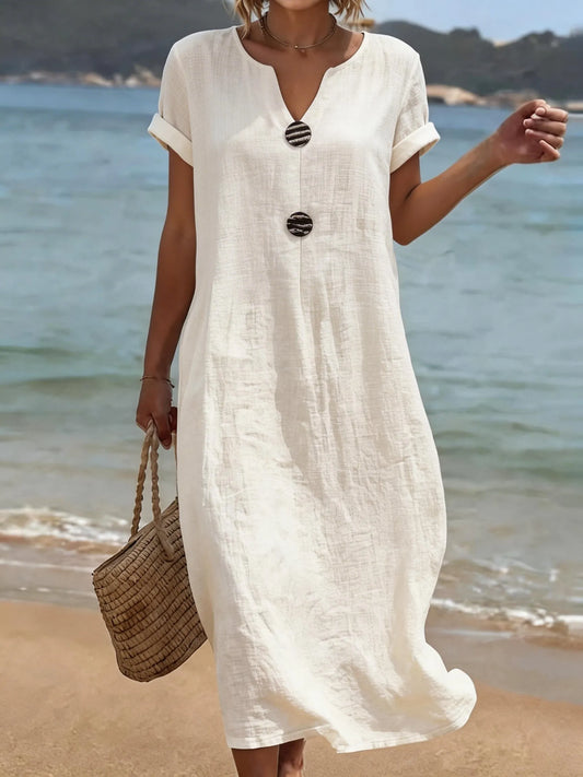 🔥 BUT 2 GET 10% OFF 🔥 Women's Casual Solid Color Cotton Linen Dress