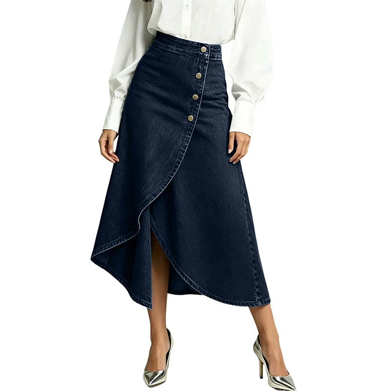 🔥 BUT 2 GET 10% OFF 🔥 Women's High-Waist Irregular Denim Skirt– Effortless Vintage Style