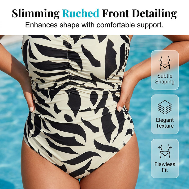 🔥 BUT 2 GET 10% OFF 🔥   Printed One-Piece Swimsuit – Slimming V-Neck Design