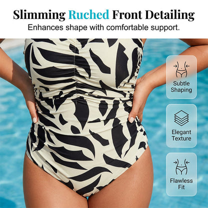 🔥 BUT 2 GET 10% OFF 🔥   Printed One-Piece Swimsuit – Slimming V-Neck Design