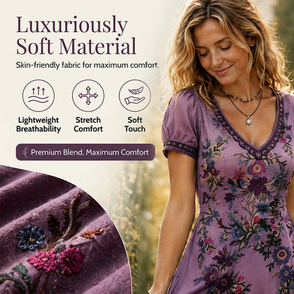 🔥 BUT 2 GET 10% OFF 🔥 Vintage Floral V-Neck Maxi Dress for Women