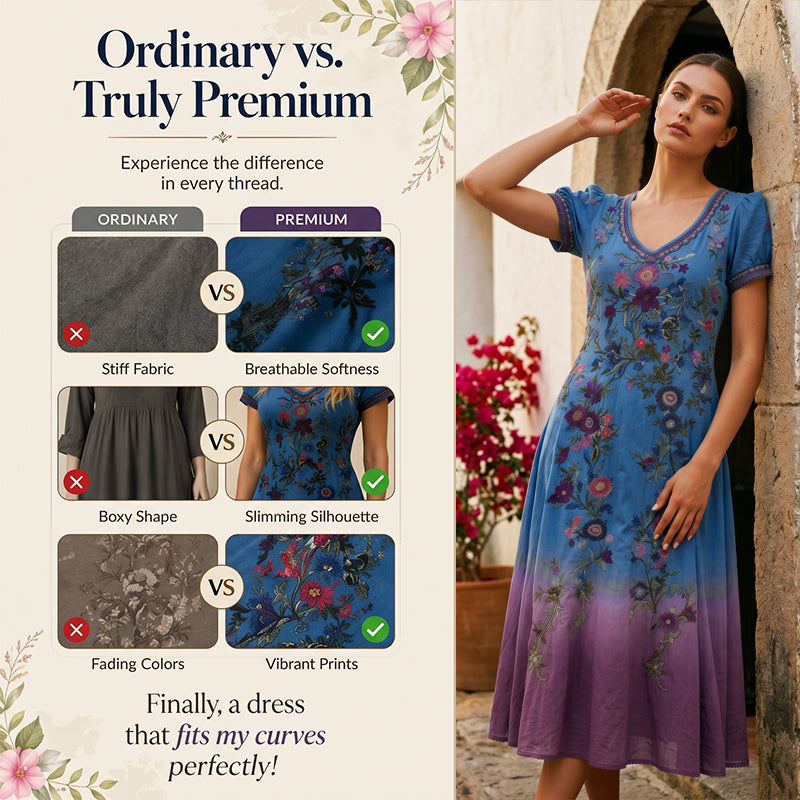 🔥 BUT 2 GET 10% OFF 🔥 Vintage Floral V-Neck Maxi Dress for Women