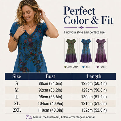 🔥 BUT 2 GET 10% OFF 🔥 Vintage Floral V-Neck Maxi Dress for Women