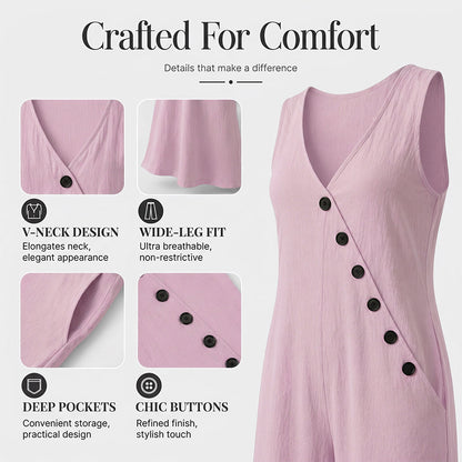 🔥 BUT 2 GET 10% OFF 🔥  Sleeveless V-Neck Jumpsuit with Pockets for Women