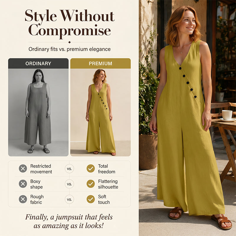 🔥 BUT 2 GET 10% OFF 🔥  Sleeveless V-Neck Jumpsuit with Pockets for Women
