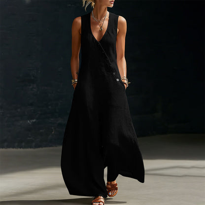 🔥 BUT 2 GET 10% OFF 🔥  Sleeveless V-Neck Jumpsuit with Pockets for Women